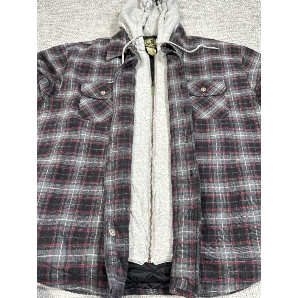 Field & Stream Shacket Mens XXL Flannel Shirt Jacket Hoodie Quilted Lining - Picture 8 of 11
